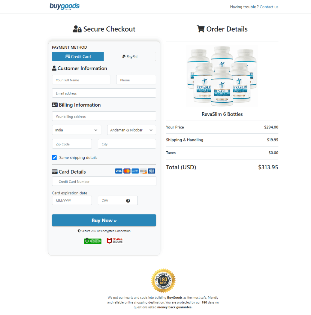 Secure Order Form